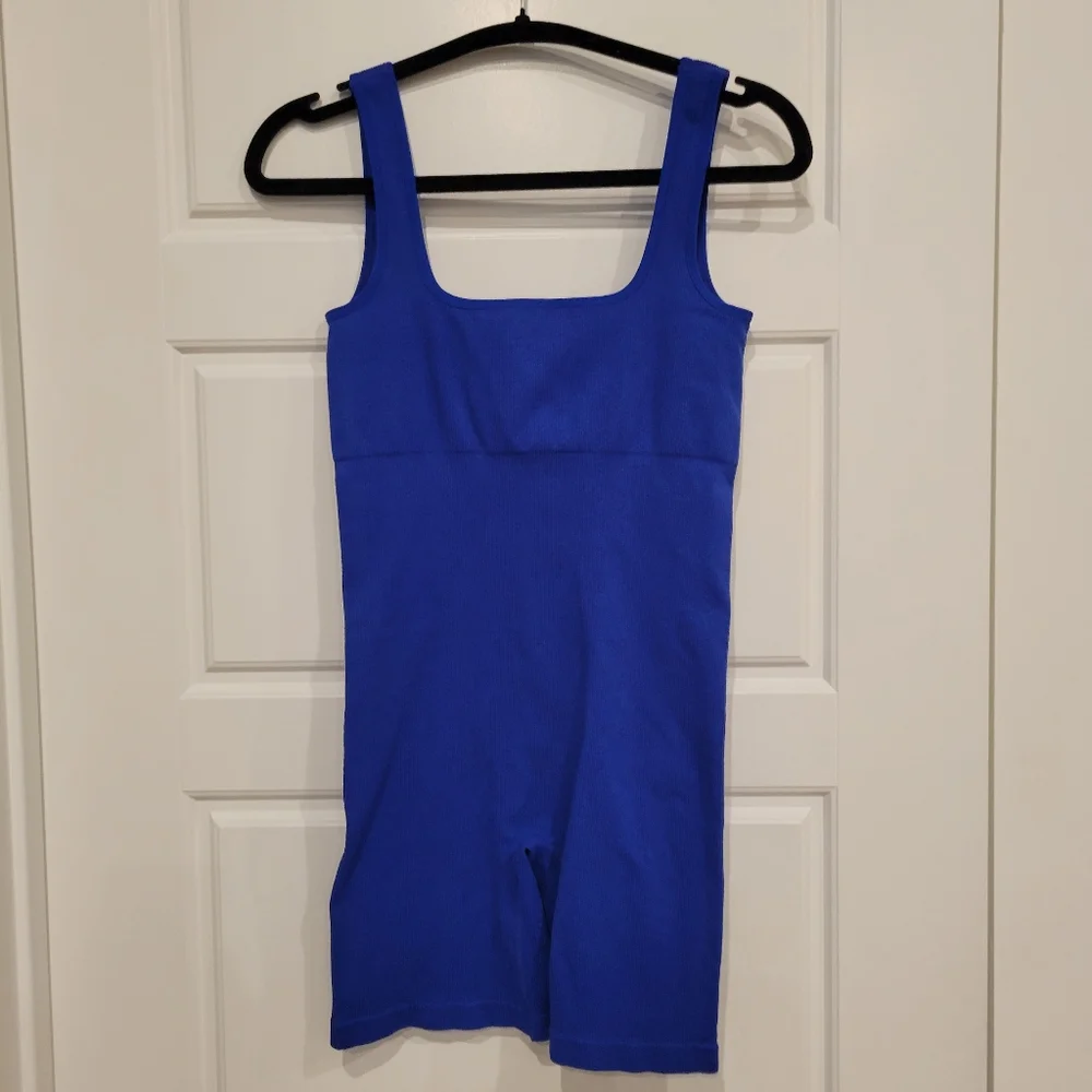WMNS Sleeveless Bodycon Bicycle Shorts Romper In Vibrant BLUE SIZE SMALL